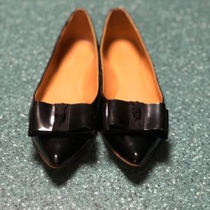 JCrew Black Patent Leather Flats with Bow